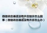 微信语音通话没有声音提示怎么回事（微信语音通话没有声音怎么办）