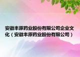 安徽丰原药业股份有限公司企业文化（安徽丰原药业股份有限公司）