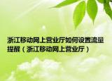 浙江移动网上营业厅如何设置流量提醒（浙江移动网上营业厅）