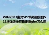 WIN2003幽灵SP2高级服务器V11增强版绿茶稳定版gho怎么用