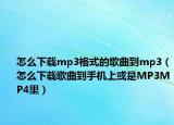 怎么下载mp3格式的歌曲到mp3（怎么下载歌曲到手机上或是MP3MP4里）