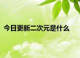 今日更新二次元是什么