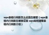 wps表格行间距怎么设置在哪里（wps表格内行间距在哪里设置 wps如何调整表格内行间距介绍）