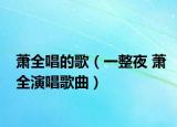 萧全唱的歌（一整夜 萧全演唱歌曲）