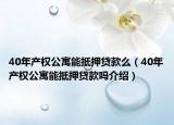 40年产权公寓能抵押贷款么（40年产权公寓能抵押贷款吗介绍）