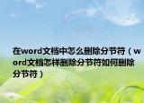 在word文档中怎么删除分节符（word文档怎样删除分节符如何删除分节符）