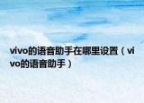 vivo的语音助手在哪里设置（vivo的语音助手）