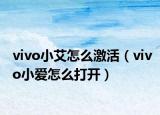 vivo小艾怎么激活（vivo小爱怎么打开）