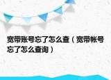 宽带账号忘了怎么查（宽带帐号忘了怎么查询）