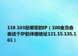 119.103是哪里的IP（100金急查查这个IP的详细地址121.15.135.161）