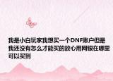 我是小白玩家我想买一个DNF账户但是我还没有怎么才能买的放心用网银在哪里可以买到
