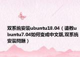 双系统安装ubuntu18.04（请教ubuntu7.04如何变成中文版,双系统安装問題）