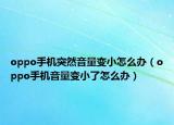 oppo手机突然音量变小怎么办（oppo手机音量变小了怎么办）