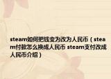 steam如何把钱变为改为人民币（steam付款怎么换成人民币 steam支付改成人民币介绍）