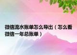 微信流水账单怎么导出（怎么看微信一年总账单）