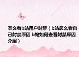 怎么看b站用户封禁（b站怎么看自己封禁原因 b站如何查看封禁原因介绍）