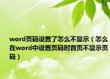 word页码设置了怎么不显示（怎么在word中设置页码时首页不显示页码）