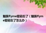 魅族flyme密码忘了（魅族flyme密码忘了怎么办）