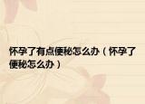 怀孕了有点便秘怎么办（怀孕了便秘怎么办）