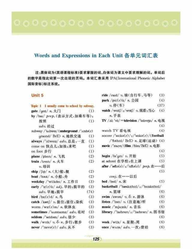 仁爱版丨七年级下册各单元词汇表！