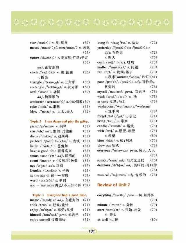 仁爱版丨七年级下册各单元词汇表！