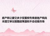 房产转让要交多少双重税专家房地产税尚未提交审议前期政策温和不会动摇市场