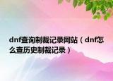 dnf查询制裁记录网站（dnf怎么查历史制裁记录）