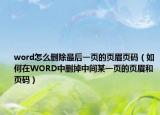 word怎么删除最后一页的页眉页码（如何在WORD中删掉中间某一页的页眉和页码）
