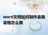 word文档如何制作表格 表格怎么做