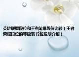 英雄联盟段位和王者荣耀段位比较（王者荣耀段位的等级表 段位说明介绍）