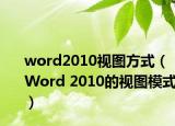 word2010视图方式（Word 2010的视图模式）
