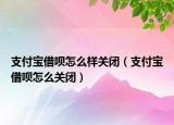 支付宝借呗怎么样关闭（支付宝借呗怎么关闭）