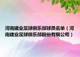 河南建业足球俱乐部球员名单（河南建业足球俱乐部股份有限公司）