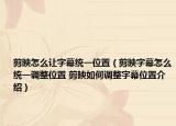 剪映怎么让字幕统一位置（剪映字幕怎么统一调整位置 剪映如何调整字幕位置介绍）