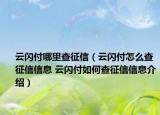 云闪付哪里查征信（云闪付怎么查征信信息 云闪付如何查征信信息介绍）