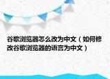 谷歌浏览器怎么改为中文（如何修改谷歌浏览器的语言为中文）