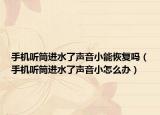 手机听筒进水了声音小能恢复吗（手机听筒进水了声音小怎么办）