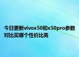 今日更新vivox50和x50pro参数对比买哪个性价比高