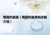 榴莲热量表（榴莲热量高吗详细介绍）