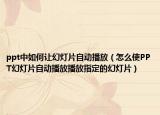 ppt中如何让幻灯片自动播放（怎么使PPT幻灯片自动播放播放指定的幻灯片）