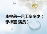 李梓萌一月工资多少（李梓豪 演员）