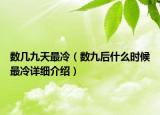 数几九天最冷（数九后什么时候最冷详细介绍）