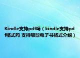 Kindle支持pdf吗（kindle支持pdf格式吗 支持哪些电子书格式介绍）