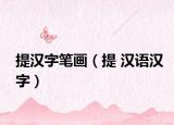 提汉字笔画（提 汉语汉字）