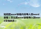 如何把excel表格内容导入到word表格（怎么把excel表格导入到word文档优质）