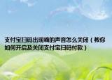 支付宝扫码出现嘀的声音怎么关闭（教你如何开启及关闭支付宝扫码付款）