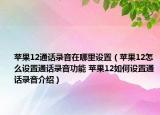 苹果12通话录音在哪里设置（苹果12怎么设置通话录音功能 苹果12如何设置通话录音介绍）