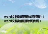 word文档如何删除背景图片（word文档如何删除页优质）