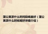 蒲公英茶什么时间段喝最好（蒲公英茶什么时候喝好详细介绍）