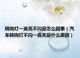 转向灯一直亮不闪是怎么回事（汽车转向灯不闪一直亮是什么原因）